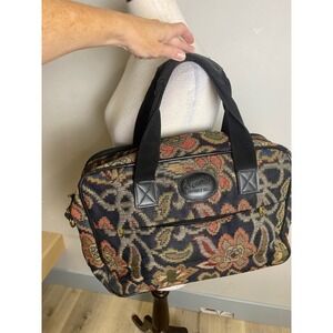 Vintage Ricardo Beverly Hills Floral Tapestry Weekender Bag Travel Carry On 90s